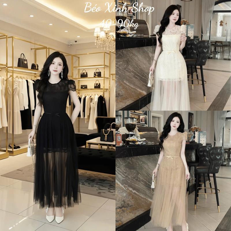  Đầm Dự Tiệc Thiết Kế Tay Ngắn Tiểu Thư  Vải Ren 2 Lớp  Cao Cấp Thanh Lịch Sang Trọng Cho Các Nàng Bigsize 40–90kg Thời Trang Nữ Béo Xinh Shop - A.1698 