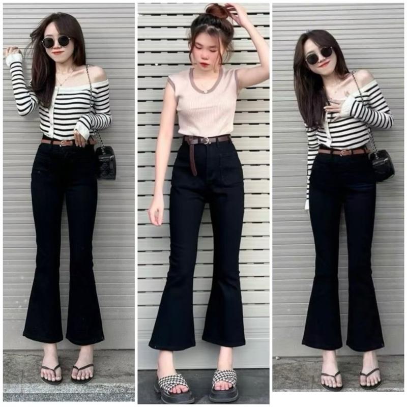 [Bigsize 40-85kg] Quần loe KAKI 9 tấc & dài co giãn lưng cao có bigsize