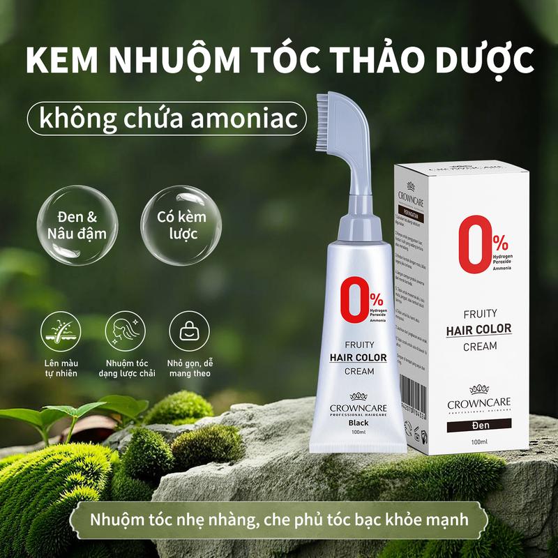 Kem Nhuộm Tóc | Lược Nhuộm Tóc CC | Kem Thơm Mùi Trái Cây Giúp Phủ Bạc | Kèm Lược Nhuộm | Không chứa SLS và Không Amoniac