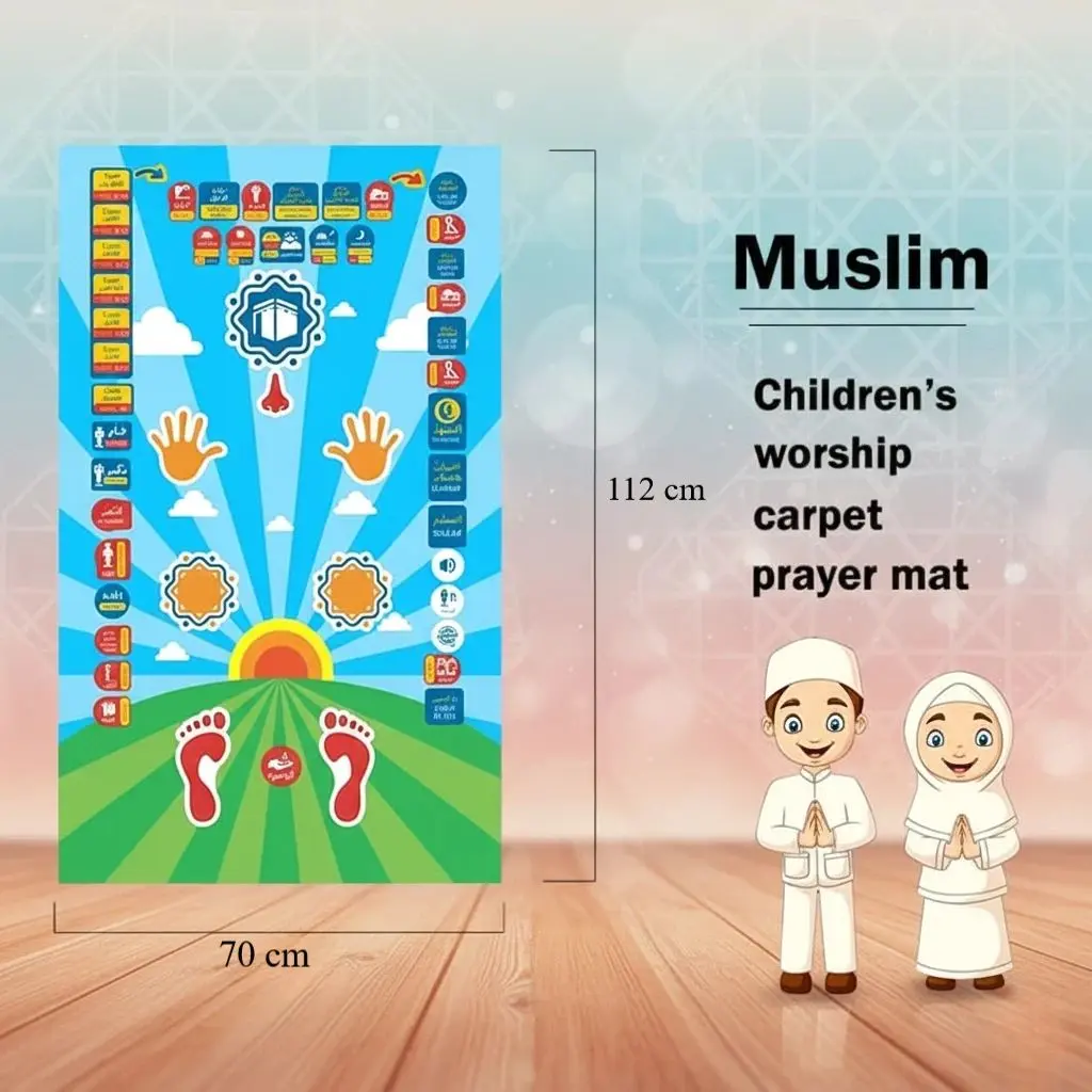 Sajadah Anak Edukatif Interaktif Karpet Sholat Muslim Anak Suara Bimbingan Doa & Gerakan 7 Bahasa 36 Tombol Aktif Motif E F G 112cm x 70cm 0785