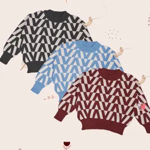 Sweater Rajut Premium Lengan Panjang 1-5 Tahun - Motif V Unisex