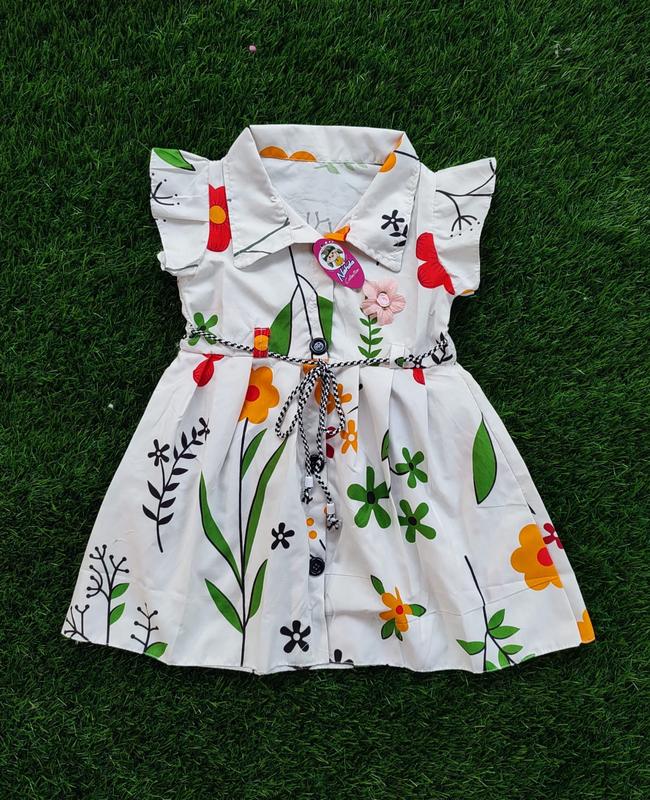 Dress anak 1 2 tahun cewek perempuan gaun kancing motif HK Tsum"/random Bayi Kucing Katun Lengan 6