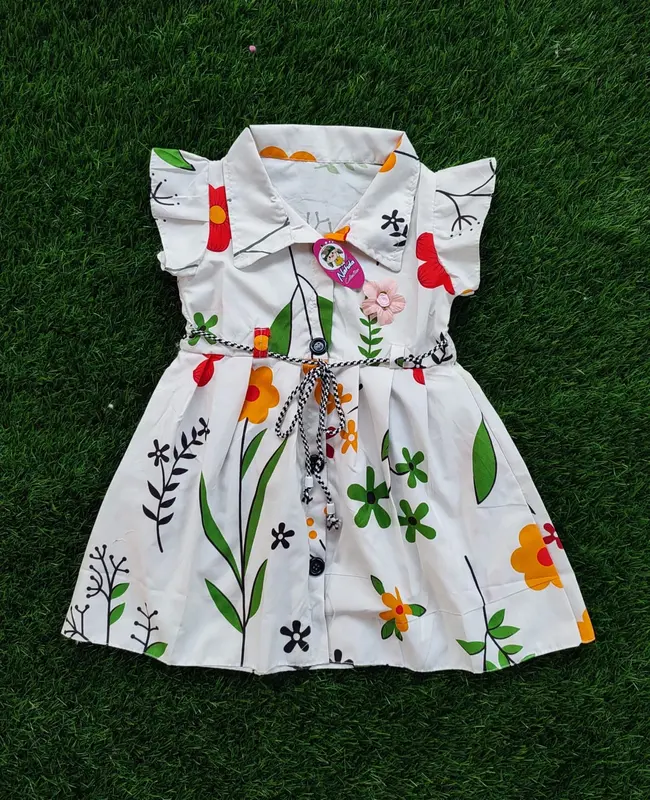 Dress anak 1 2 tahun cewek perempuan gaun kancing motif HK Tsum"/random Bayi Kucing Katun Lengan 5