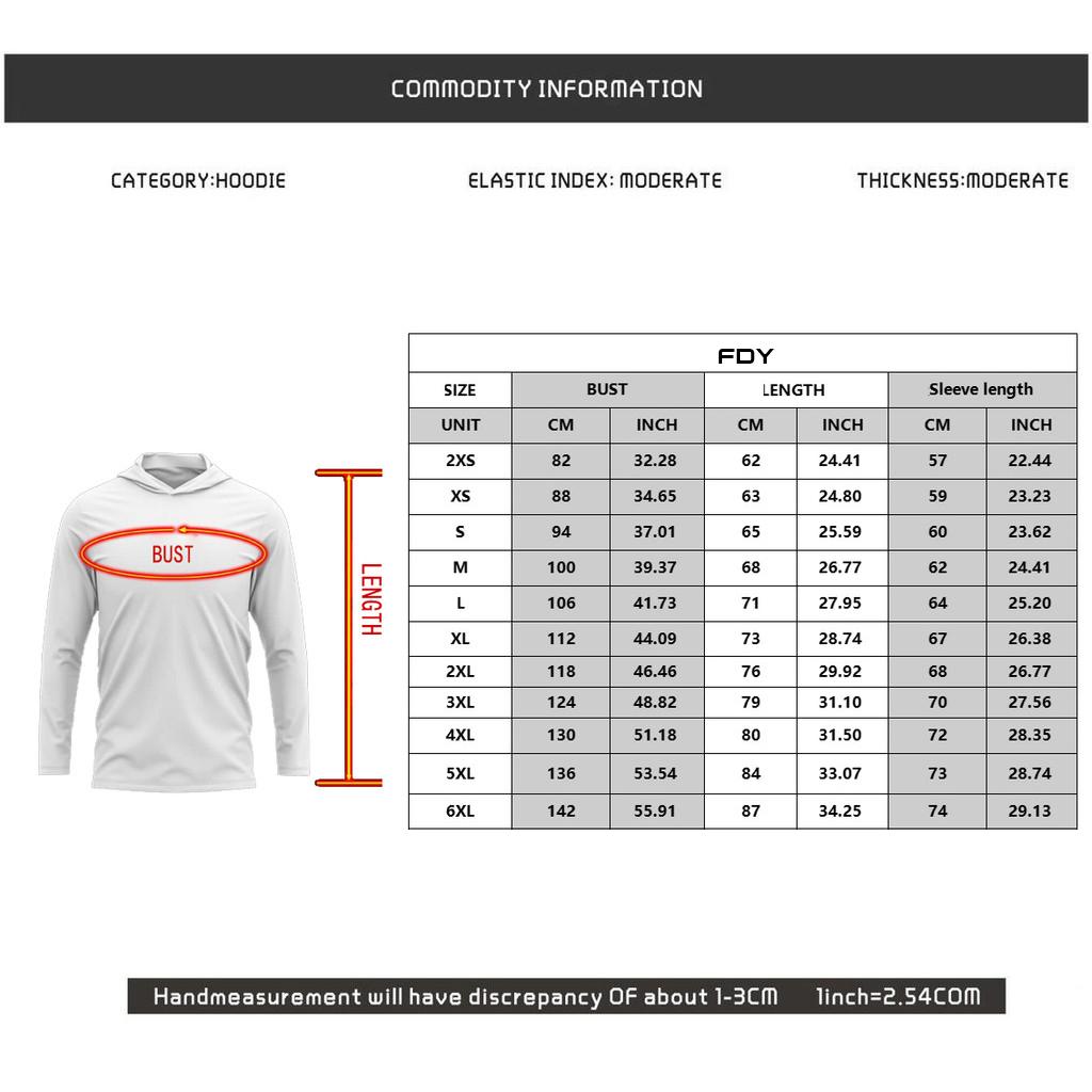 Pakaian memancing luar ruangan, hoodie pullover lengan panjang, atasan bermotif, unisex, ukuran 2XS-6XL