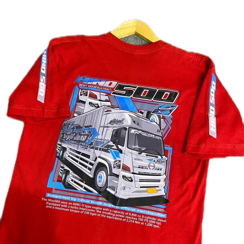 kaos truk hino 500 rfr 69 baju driver truk hino 500 Distro Pendek Lembut Panjang Pria Keren Sablon Soft Katun Hitam Standar Polos Oblong Nyaman Combed Lokal Anime Motor T-Shirt 4
