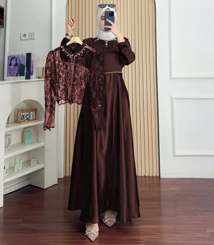 dress bahan satin Jual Vayna Dress Bahan Satin Silk Premium Size M L Xl / Dress Kondangan Bridesmaid / Dress Wanita Terbaru / Dress Pesta Mewah Elegant Viral Busui Friendly Di Seller Lovalotta.id