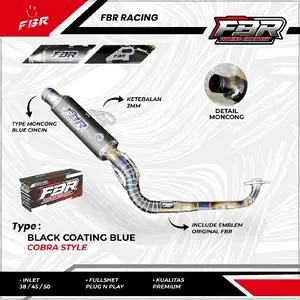 KNALPOT FULL SET BLACK COTTING BLUE CINCIN