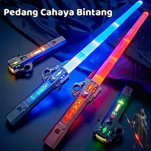 FACAI Abadi-Star Wars 2-in-1 toy lightsaber foldable LED laser sword with cool sound, children's role-playing weapon, children's holiday gift, boys and girls Star Wars themed toy lightsaber-64 pedang  toji