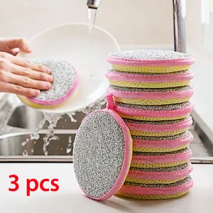 Spons Cuci Piring Dua Sisi Double Sides Cleaning Sponge 3 Pcs Busa Pembersih Gantungan