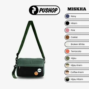Tas Selempang Pria Wanita MISKHA - Slingbag Handbag Corduroy 2in1 Uniseks Gratis 2 PIN BROS Sling bag Tas Casual Mini Terbaru