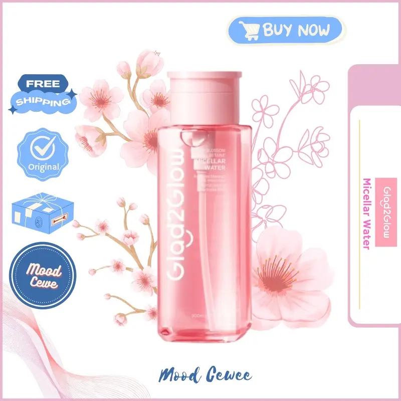 Glad2Glow Cherry Blossom Betaine Micellar Water 300ml Pembersih Wajah Make Up Remover Cleansing Water dan Melembabkan Wajah 0