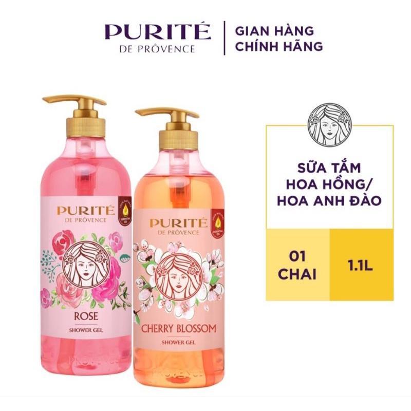 Sữa Tắm Purite 1100ml-(CHAI 850ML+ QUÀ TẶNG 250ML) hương Hoa Hồng/Anh Đào