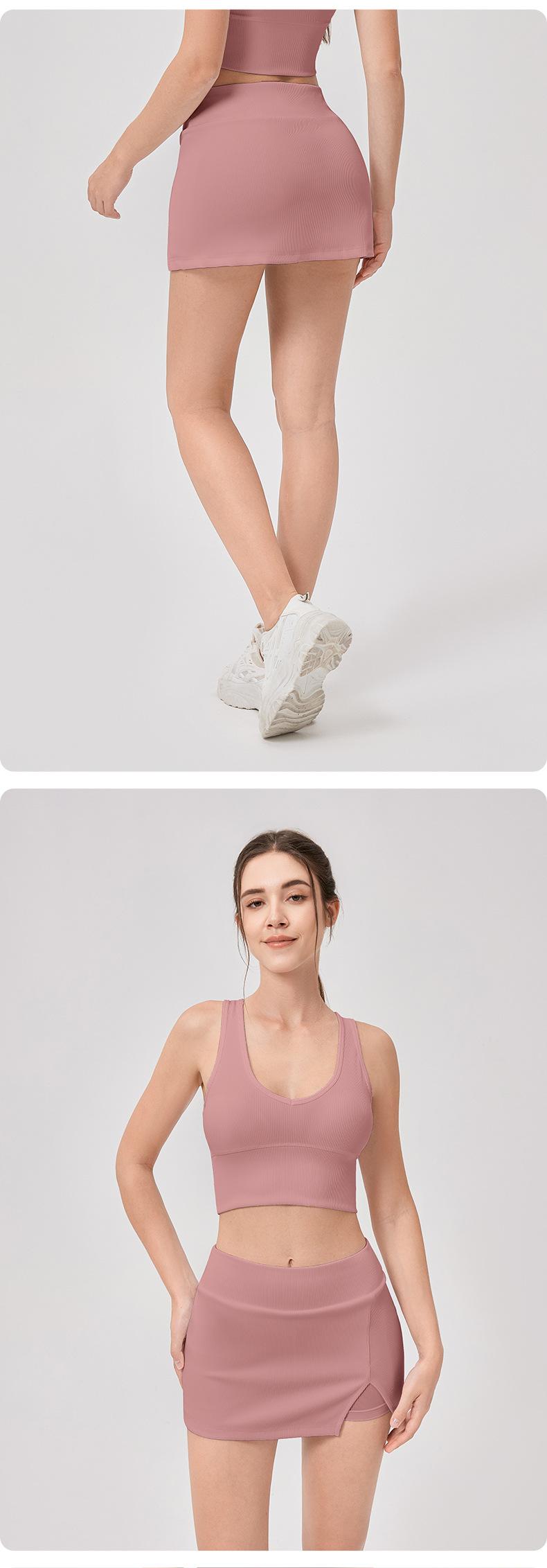 Product Introduction of JUM Tight stretch tennis skirt anti-slip High waisted sports Yoga fitness golf short culottes pocket  tennis miniskirt alix earle 17