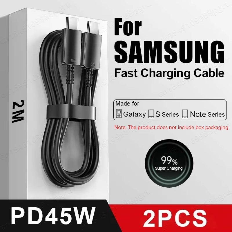 Bộ 2 dây cáp USB Type‑C 45W cho Samsung Galaxy S20, S21, S22, S23 Ultra, Note…