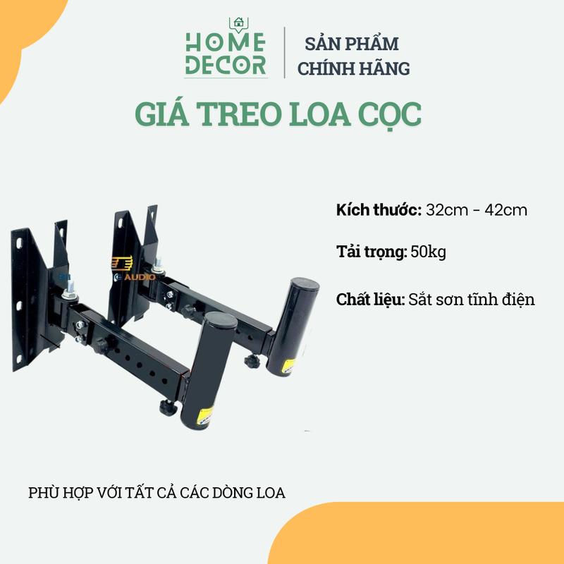 (1 Cặp ) Giá Cọc Treo Loa, Đỡ Loa Gắn Tường, Bass từ 20 - 50, Xoay 190 độ