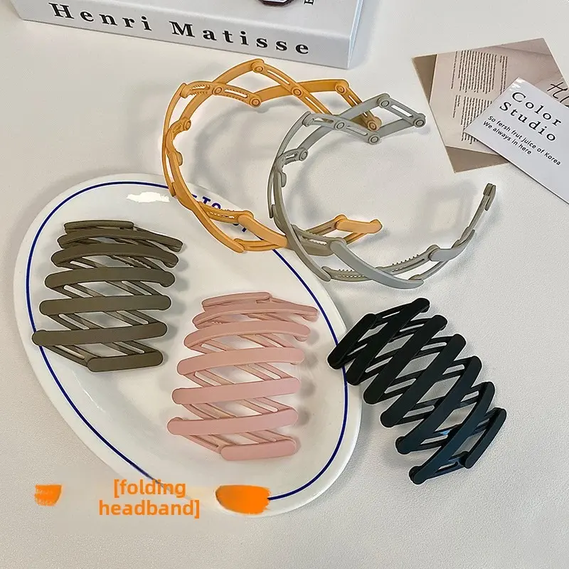 In Stock! Frosted foldable headband portable foldable women's thin chain out special with teeth crushing headband bangs
