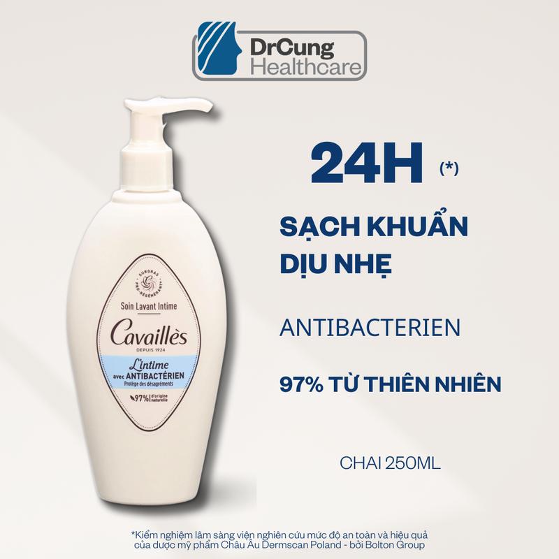 Dung dịch vệ sinh phụ nữ Cavailles L'intime avec antebacterien 250ml (Màu xanh dương)