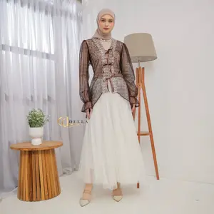 New Kinanti Outer Premium - Outer brokat Tunik Motif Bordir Premium Baju Panjang Remaja Dewasa Atasan Muslim Wanita Cardigan