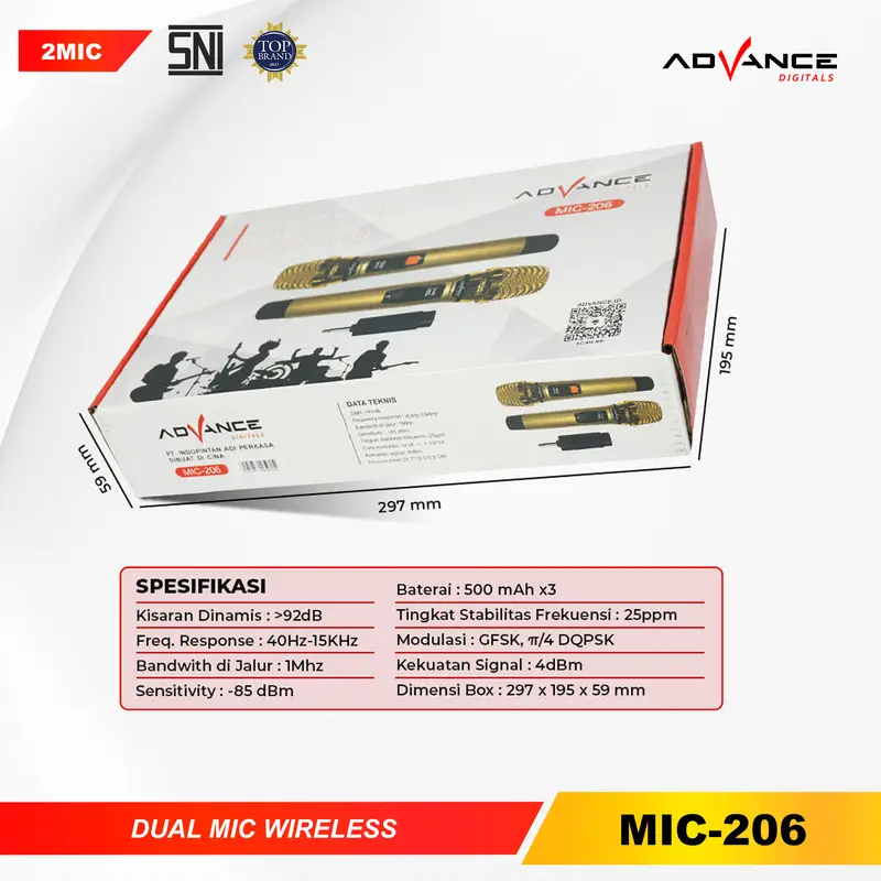 【COD】NEW! Advance MIC-206 Double Mic Wireless Recharger Bisa digunakan untuk Souncard & Speaker Garansi 1 Tahun Gold Microphone 3