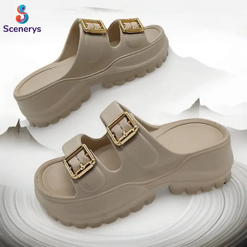 Scenerys Sandal anak perempuan dengan hak baji yang lembut, sandal EVA ukuran 30-35 7