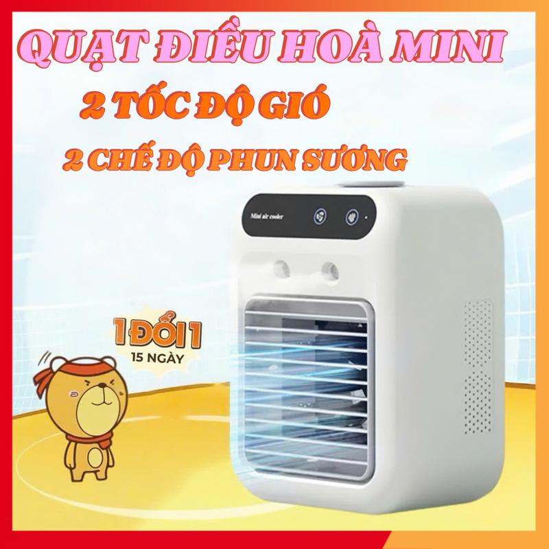 Quạt điều hoà tích điện Mini cooler 500ml 2 tốc độ gió, 2 chế độ phun sương làm mát công xuất quạt 25W