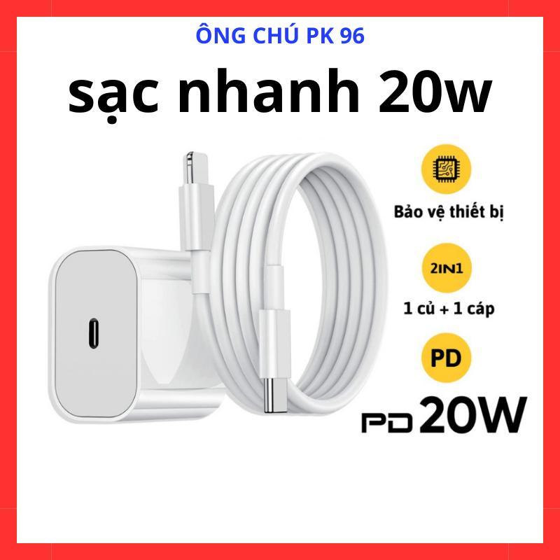 Sạc nhanh 20W (Củ PD 35W+Cáp Type-C bọc dù, BẢO HÀNH 24 THÁNG ) cho điện thoại iphone 6PLUS ĐẾN 14PROMAX  - Công ty TIKA MAX