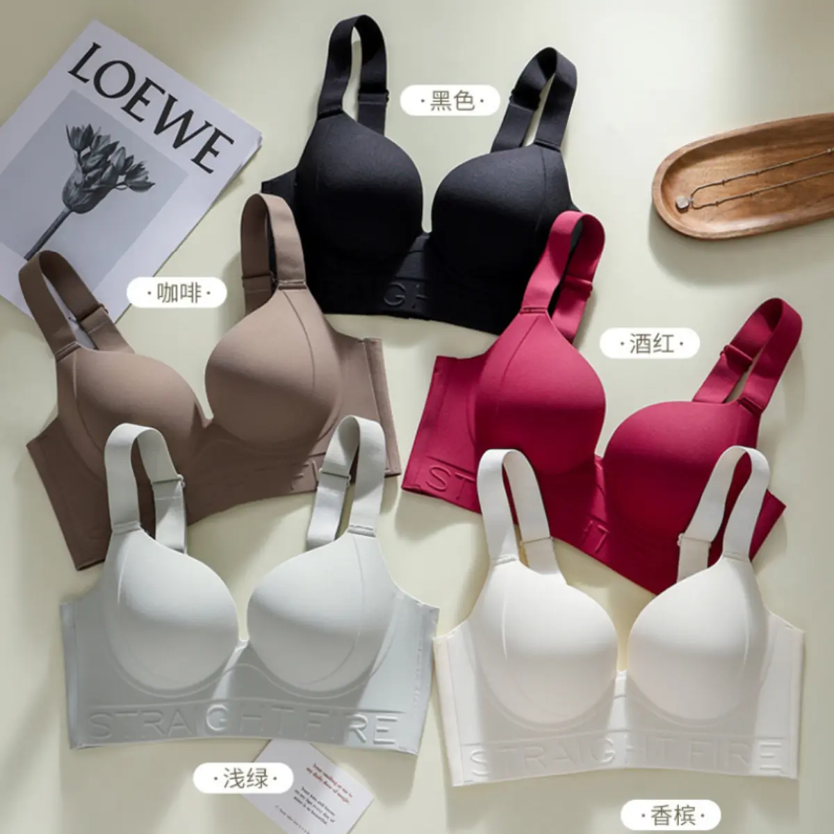 Wireless Bra, Simple and Smooth Design, Large Size, For Women,  Lifting and Lifting Small, Anti-Sagging and Non-Empty, Underwear, with Letters, Collection 2025, Push Up, Style 04 women