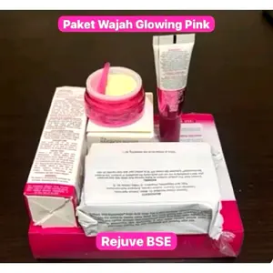 Rejuve BSE Paket Wajah Glowing Pink untuk Kulit Cerah dan Sehat dengan Sabun Toner Sunscreen dan Cream Malam