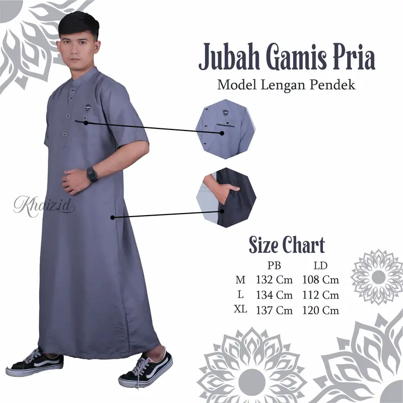 Gamis Pria Remaja Dewasa Model Lengan Pendek Model Kancing Sultan Dubai Gamis Pria Jubah Polos Muslim 5