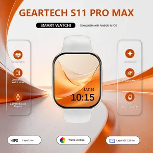 GearTech  Mart Watch 11 Pro Max Original Wireless Charging 2.2" AMOLED GPS NFC Waterproof Bluetooth Call Smartwatch