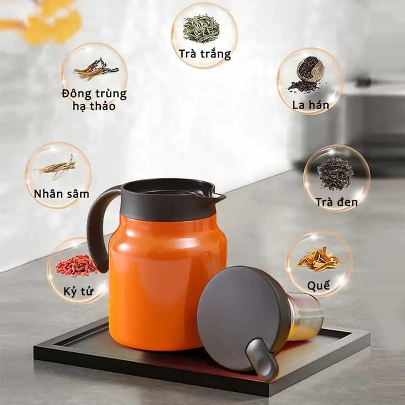 Ấm Pha Trà Giữ Nhiệt Có Lõi Lọc Trà, Bình Pha Siêu Tốc Chất Liệu Inox 316 2 Lớp Cách Nhiệt Dung Tích 1000ml Đun Nước Ấm công suất lớn Ấm Đun Ấm Siêu Tốc