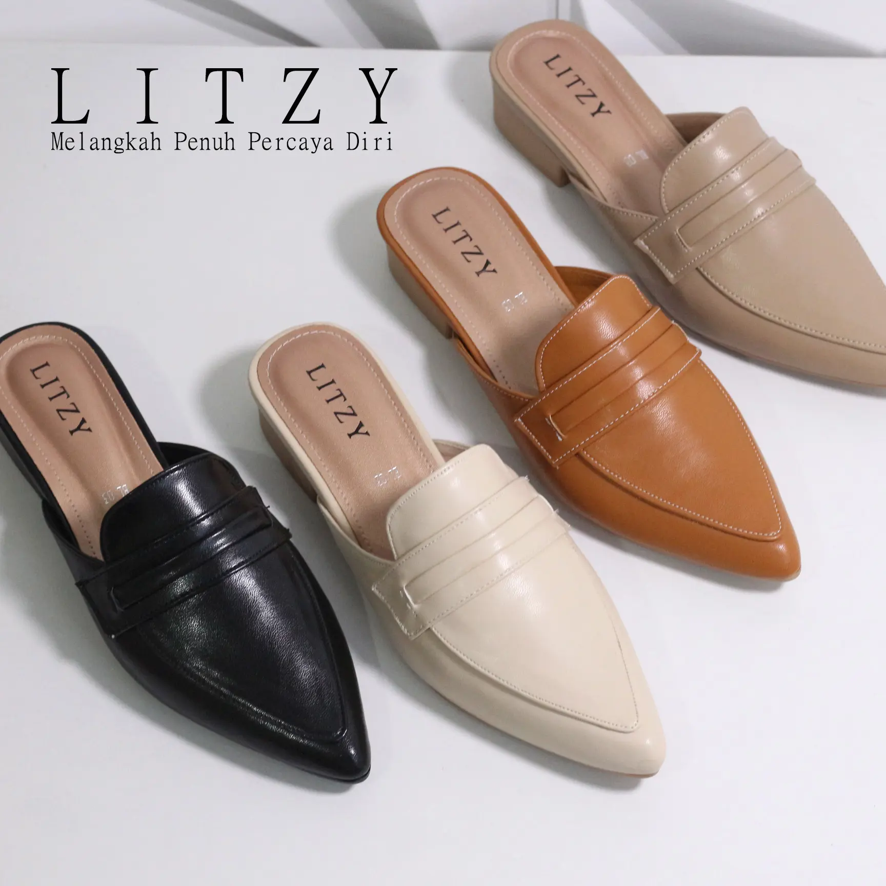 LITZY - Livia Sendal Mules Wanita Heels 3 cm Shoes