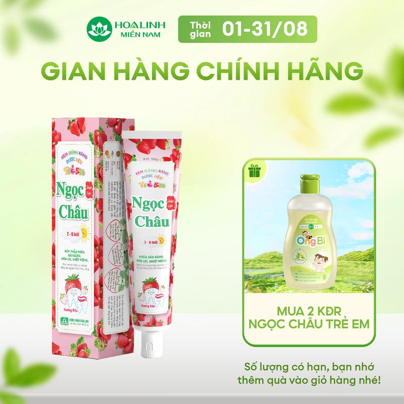 Kem đánh răng dược liệu Ngọc Châu trẻ em hương dâu (2 - 6 tuổi)