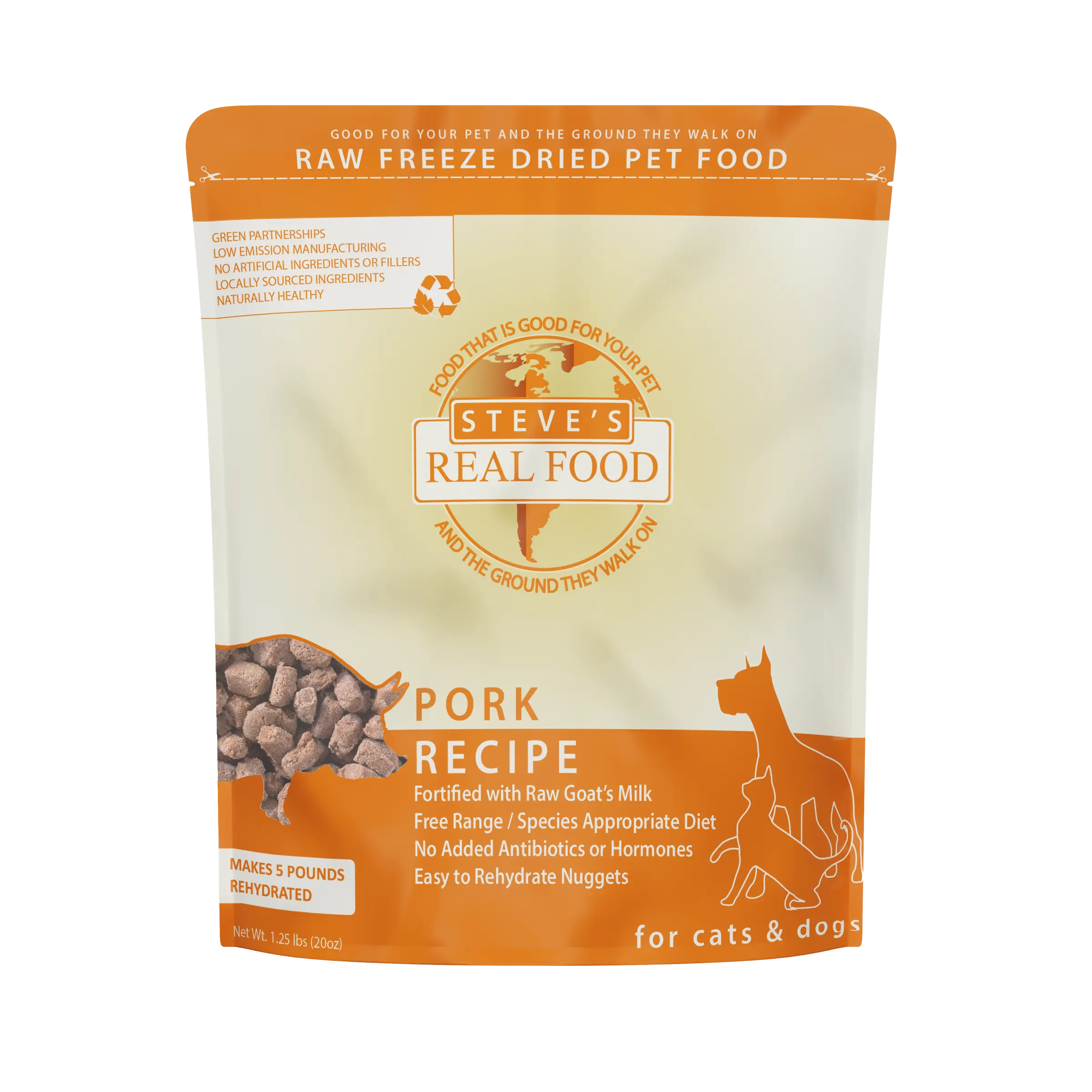Steve's Real Food Pork Recipe Freeze Dried Raw for Dogs and Cats