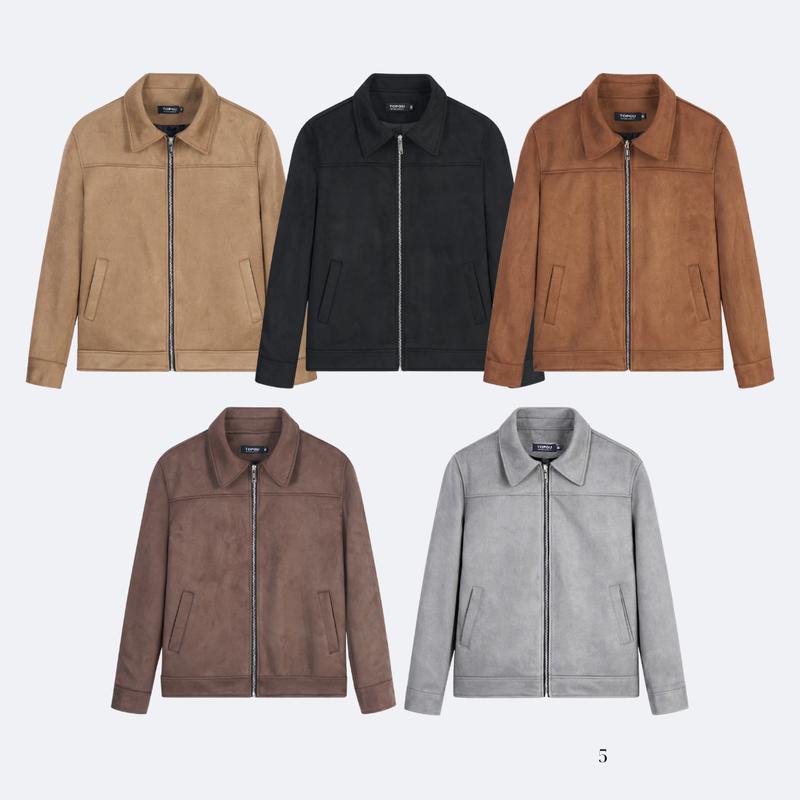 Áo Khoác vải Da Lộn Kéo Khóa Nam TOPGU Jacket 3 Lớp Cao Cấp dày dặn đứng form | Jacket DA LỘN Kéo Khóa