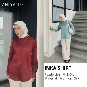 Inka Shirt Kemeja Wanita Terbaru Bahan Satin Silk