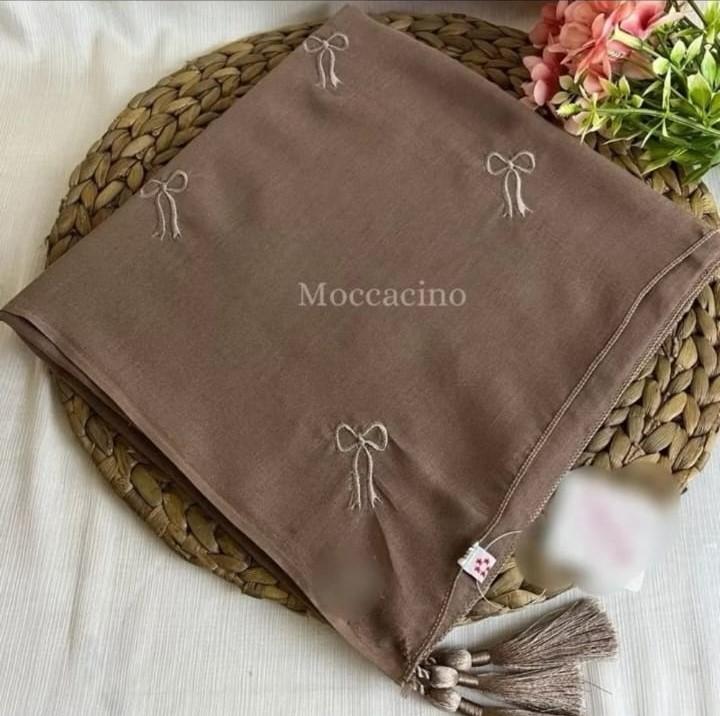 Kerudung Segi Empat Coquette Paris Jadul Tassel Hijab Bordir Pita Kecil 8