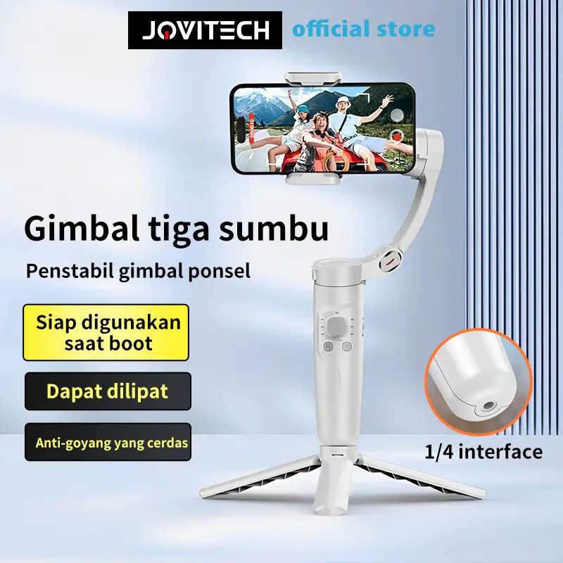 【COD】Jovitech New Gimbal Stabilizier GS08 Smart AI Pelacakan Wajah Cerdas Tripod Tongsis Selfie Stick Smartphone Face Tracking 0