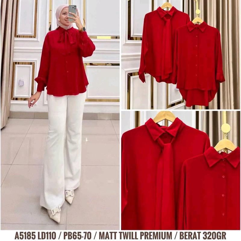 SPESIAL KEMEJA MERAH PUTIH/ ATASAN TERLARIS KATUN MIX BURKAT/ BUSUI FRIENDLY/ KC AKTIF/ LD 114 Atasan Katun Casual Wanita Kancing Salur/ EDISI AGUSTUSAN Formal Nyaman Santai 2