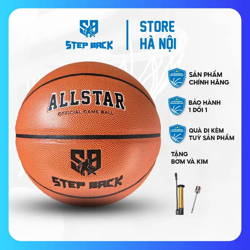 Bóng rổ da ALL STAR STEP BACK, Bóng rổ da Microfiber cao cấp số 7, chơi indoor và outdoor, chính hãng STEP BACK 0
