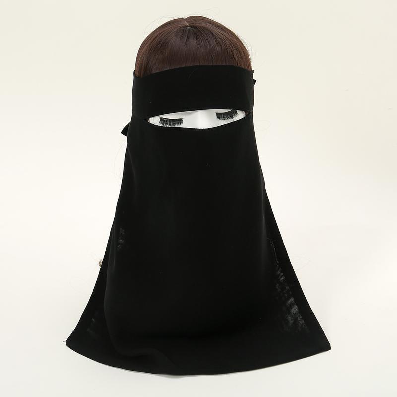 LOVOSME Black Prayer Khimar Niqab Face Cover Muslim Women Chiffon Shawl Veil Niqab Sunscreen Face Coverings 48*40CM 0