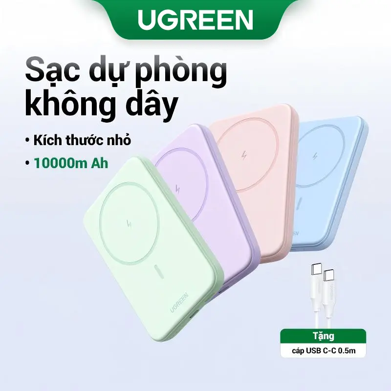 【Free Gift】UGREEN 7.5W Wireless 10000mAh PD20W, Pin Sạc Dự Phòng Không Dây Từ Tính, Sạc Nhanh, Tương Thích iPhone 15/16/17 Pro Max,