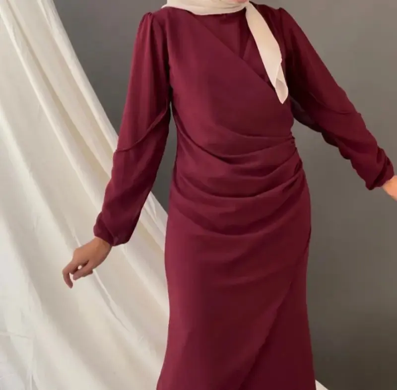 Dress Free Set Hijab Gamis Wanita Malaysia Press Body Simple Elegan Remaja Dewasa Jumbo Busui Frendly 3