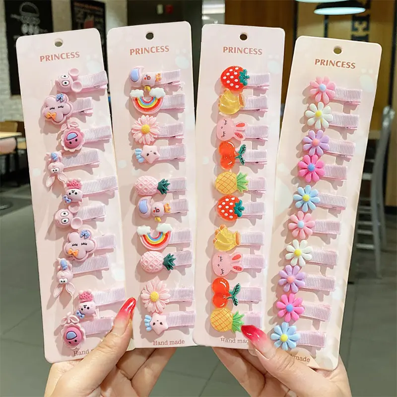 Bộ Kẹp Tóc Cho Bé Gái, 10 Cái, Nơ Dễ Thương, Hoa, Trái Cây, Hoạt Hình, Phụ Kiện Tóc Cho Trẻ Em