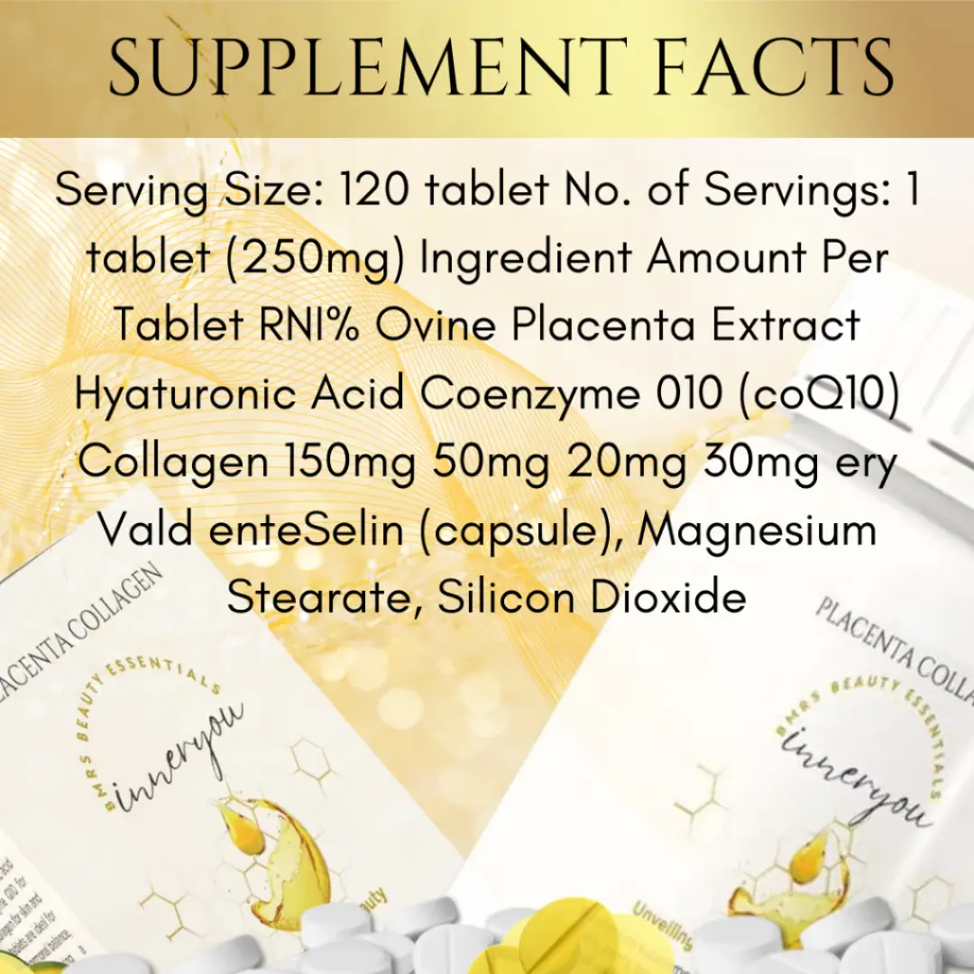 instaglow nanotech glutathione BMRS Placenta Collagen Inner You Tablets - 120 Chewable Tablets for Skin  Health & Well-being + Free 1 Sachet of Refresco