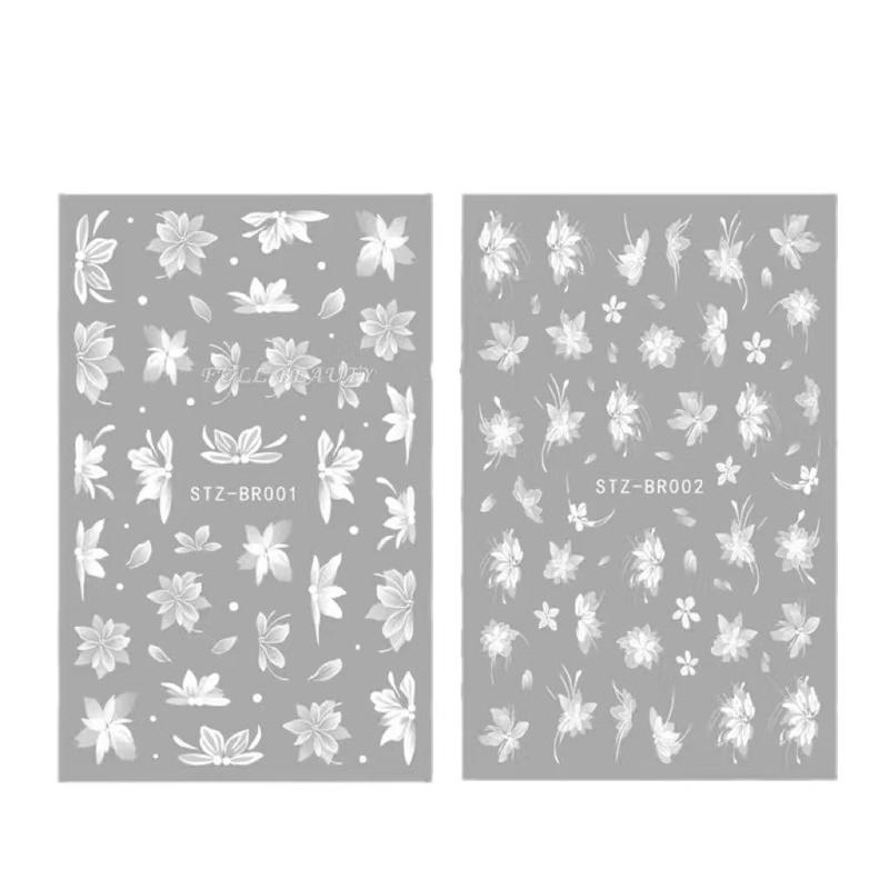 Product Introduction of White Ice Camellia Nail Stickers, Flower Nail Stickers, Wearable Nail Art Patches For Girls Handmade Fashion Nail Art Accessories 4