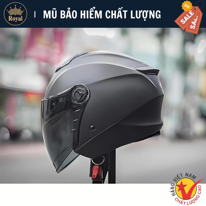 Royal Mũ Bảo Hiểm 3 4 XH01 - Màu Đen Bóng Trắng Tem - Chống UV & Gió - Size M L XL - ABS Cao Cấp - Sang Trọng & An Toàn - Hàng Việt Nam Chất Lượng Cao