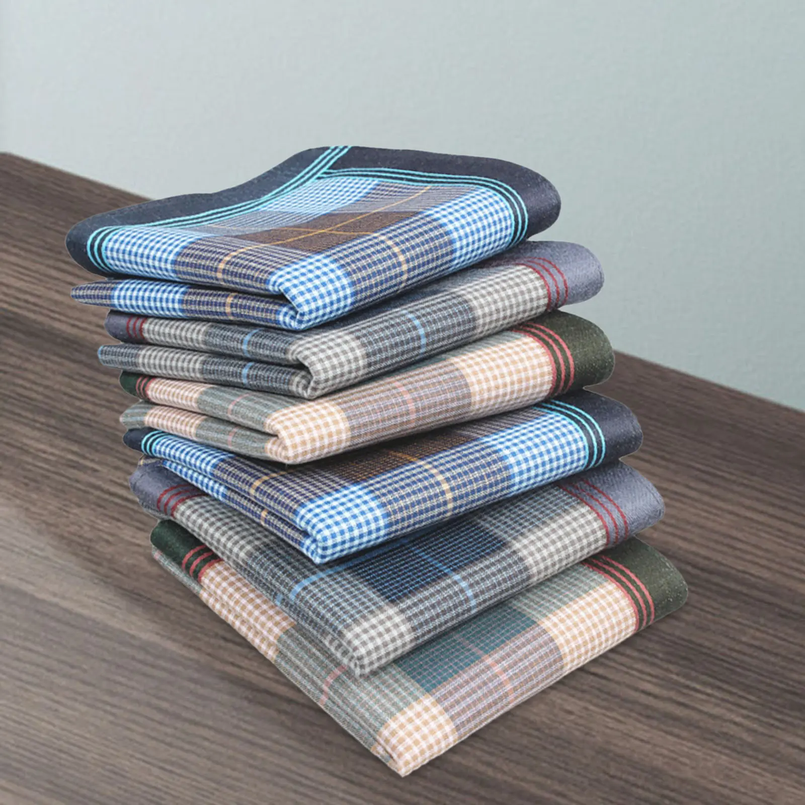 กระเป๋าสี่เหลี่ยมลายสก๊อตเข้ม, Hankies, 6x ชุดของขวัญ, 40Cmx40cm, สบายและน้ำหนักเบา, ผ้าเช็ดหน้าทุกเพศ, เหมาะสำหรับฉลองวันเกิด, พ่อและแม่, ผ้าเช็ดหน้า