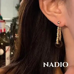 [Nadio]  Anting Liontin Batu Mata Harimau Warna Coklat Untuk Wanita C130