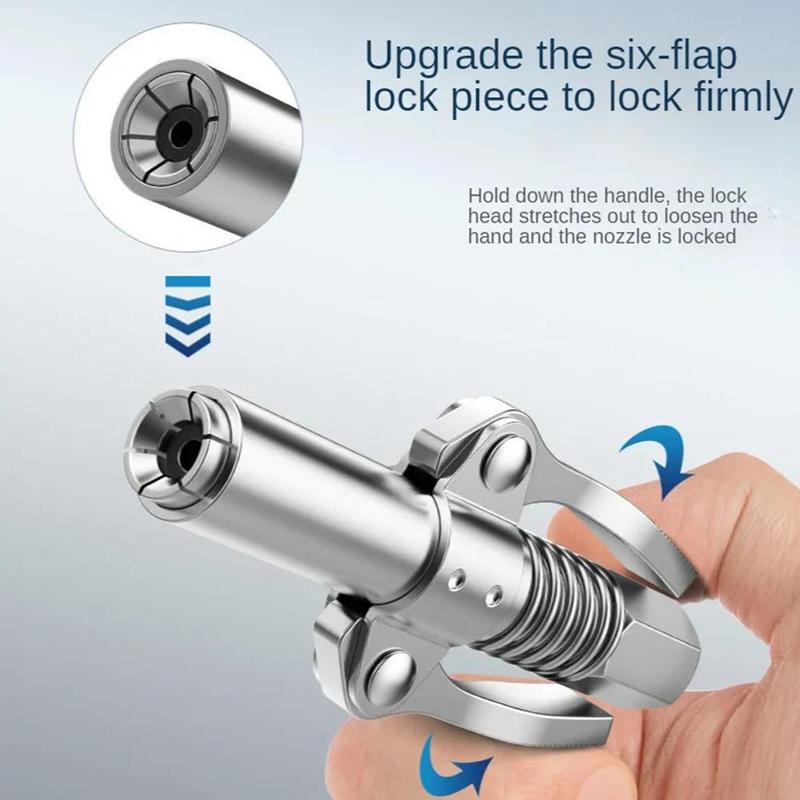 Product Introduction of Heavy-Duty Quick Release Grease Nozzle Locking 9CM Coupler Two Press Easy To Push Accessories Car Grease Nozzle 17
